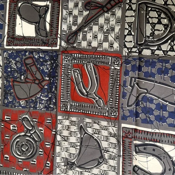 Vintage Hermès Carré 65 Cotton Scarf – Anthracite/Marine/Red – With Box - Picture 6 of 9